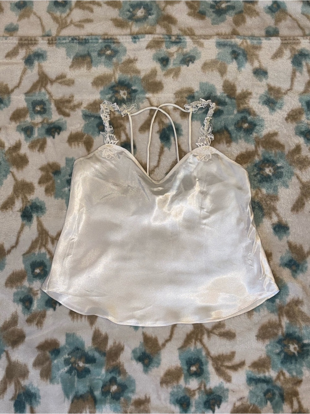 Secret Treasures Satin Lace-Trim Camisole in Ivory